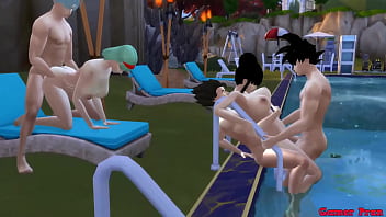 Susu Ibu Dan Istri Epi 4: Pesta Ranjang Di Kolam, Bulma Dan Chichi Istri-istri Cantik Berbagi Anak-anak Dan Mengadakan Orgy, Mereka Ditembak Dari Belakang Seperti Pelacur Hentai